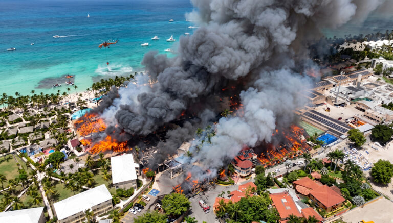 One Dead, Nearly 1,700 Evacuated After Massive Fire Engulfs Luxury Resort In Dominicus, Bayahíbe